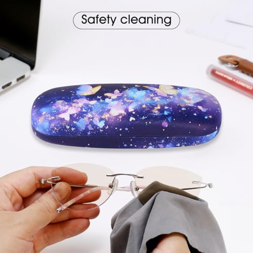PERFECTSIGHT Hard Shell Eyeglasses Case, PU Leather Protective Glasses Case, Cute Eyeglass Case for Women Men Girls - color: Butterfly