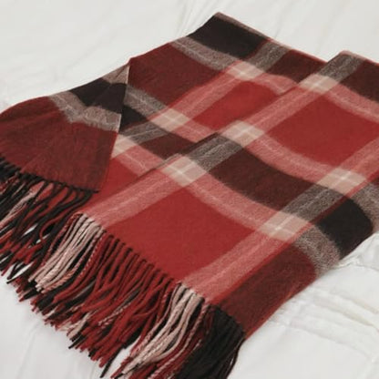 Soft Pure Wool Throw Blanket, Lightweight Warmth, Red, 55"x83" - color: Cherry Cocoa, size: Standard (1.5 lbs)