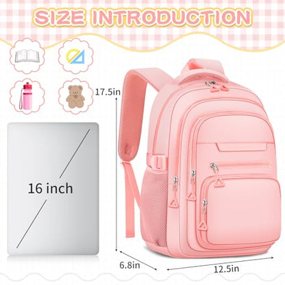 PRAGARI Cute Backpack for School Girls Aesthetic Backpack College Bookbag - color: Pink