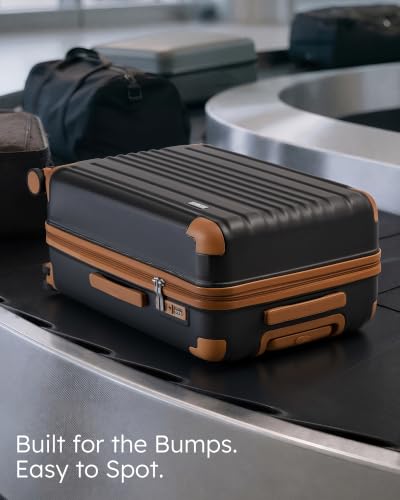Coolife Luggage, Lightweight and Durable Hardshell, 24 in, Caramel Black - color: Caramel Black2.0, size: M(24in)