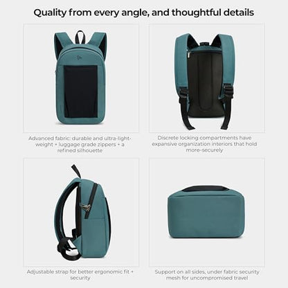 Travelon Anti-Theft The Voyages Small Backpack with XL Water Bottle Pocket - color: Slate Blue