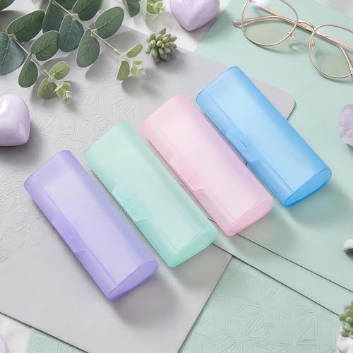 4PCS Portable Transparent Plastic Glasses Case Hard Shell Eyeglasses Protective Box Travel Sunglasses Storage Containers Eyewear Accessories (Random Color)