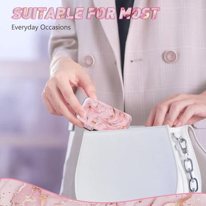 ToLuLu Credit Card Holder, Pink Marble Mini RFID Small Aluminum Card Wallet - color: Pink Marble