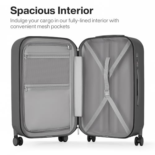 mixi 26 Inch Large Checked Luggage PC Hardshell Suitcases with Wheels for Travel Woman Men, Rock Gray - color: Rock Gray TSA2, size: 26-inch
