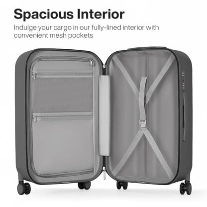 mixi 24 Inch Checked Luggage PC Hardshell Suitcases with Wheels for Travel Woman Men, Rock Gray - color: Rock Gray TSA2, size: 24-inch