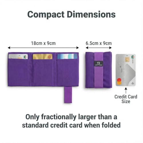 LIGHT FOLD Trifold Nylon Slim Wallet for Men, RFID Blocking Front Pocket - color: 02 Purple