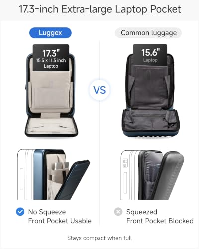 LUGGEX Front Pocket Expandable Carry On Luggage, Blue, 21" - color: Blue, size: 21 Inch