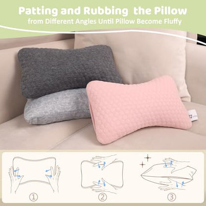 vocheer Small Pillow with Removable Cover, 11"x 7" Tiny Travel Pillow 2 PCS - color: Darkgrey-2pc