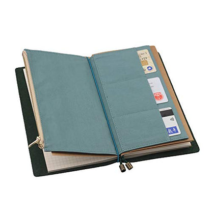 Canvas Zipper Pocket for Travelers Notebook with 2 Elastic Bands,1 Wallet Insert Pouch Refill for TN Accessories Passprot Size Card Holder Storage Bag File Folder Stationery - style: Blue Passport Size