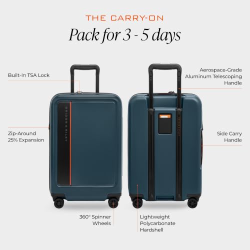 Briggs & Riley ZDX Essential 22 Inch Carry-On Expandable Spinner, Ocean - color: Ocean, size: 22" Hardside Carry-On