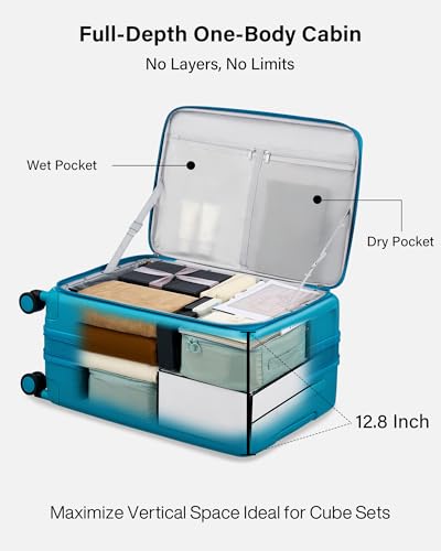 Hanke Expandable Medium Checked Luggage, 24 Inch Top Opening Suitcase - color: Caribbean Blue, size: 24 Inch EXT