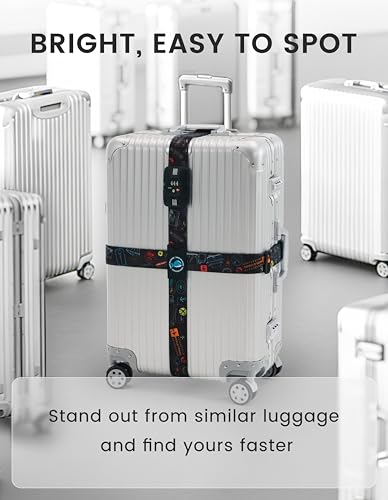 Travelkin Luggage Straps TSA Approved, Suitcase Straps with TSA Lock - color: World Marks-Colorful