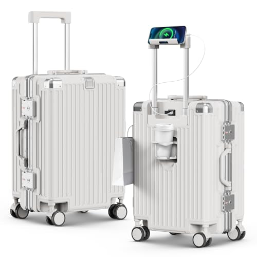 28 Inch Extra Large Luggage with USB Port & TSA Lock - color: White, size: 28 Inch