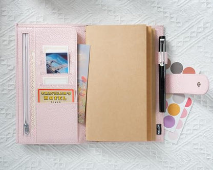 Moterm Companion Traveler's Notebook Cover - Upgraded Design with Back Pocket (Standard Size, Pebbled-Quartz) - color: Pebbled-quartz, size: Standard