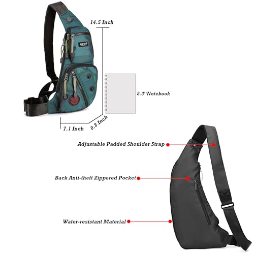 NICGID Sling Bag Chest Shoulder Backpack Crossbody Daypack for Men Women - color: Dark Green