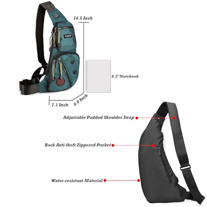 NICGID Sling Bag Chest Shoulder Backpack Crossbody Daypack for Men Women - color: Dark Green