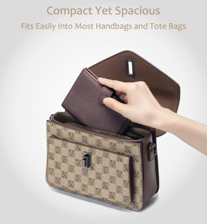RFID Blocking Passport Wallet for Women, Travel Gift Ready - color: Coffee Brown