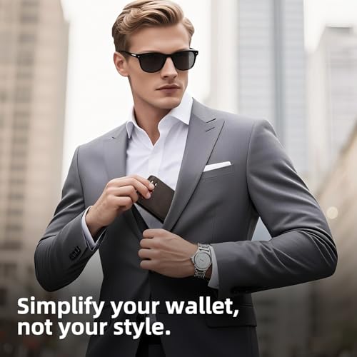 RUNBOX Wallet for Men -Slim Rfid Leather Mens Bifold Novelty Wallets 2 ID Window With Gift Box Men's Accessories - color: CH DARK BROWN