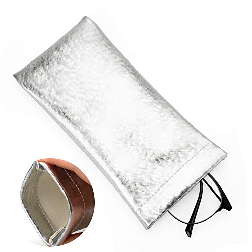 Vemiss 3 Pack Glasses Case, Squeeze Top Soft Sunglasses Pouch - color: Silver Copper Black