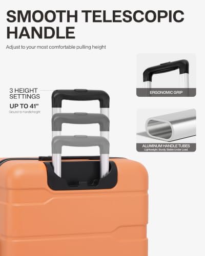 Coolife 3 Piece Luggage Set Suitcase Hardside with Spinner Wheels - color: Haze Mandarin2.0, size: 3 Piece Set (20/24/28 in)