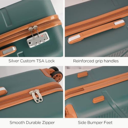 Cosbarn Luggage Sets, Durable 20,24,28 inch Suitcase Sets With Wheels - color: Darkgreen