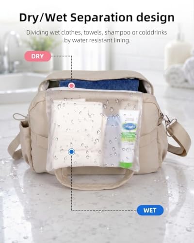 Puffy Duffle Bag For Women, 18 * 14 * 8 Personal Items Bag with Wet Pocket, Overnight Weekender Travel Bag - color: puffy brown