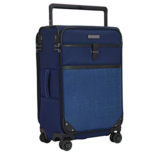 M&A Dual Opening Wide Trolley Check-in Suitcase Luggage, Navy Blue, Large 28-Inch - color: Navy Blue, size: Checked-Large 28-Inch