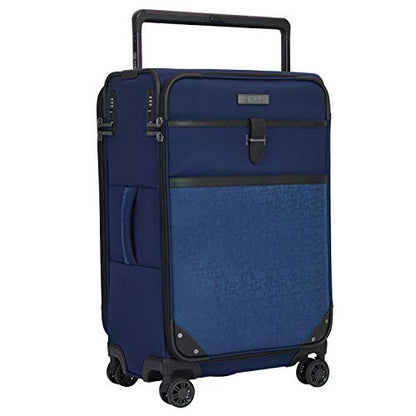 M&A Dual Opening Wide Trolley Check-in Suitcase Luggage, Navy Blue, Large 28-Inch - color: Navy Blue, size: Checked-Large 28-Inch