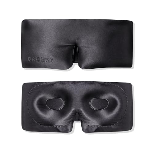 DROWSY Eyelash Protecting Silk Sleep Mask for Natural Lashes & Extensions. Deep Eye Cups, Zero Pressure, Total Blackout, Full Wraparound (Moonlight Shadow) - color: Moonlight Shadow
