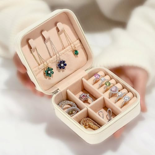 Cat Travel Jewelry Case Small PU Leather Jewelry Box Organizer - color: Cat, size: No Initial