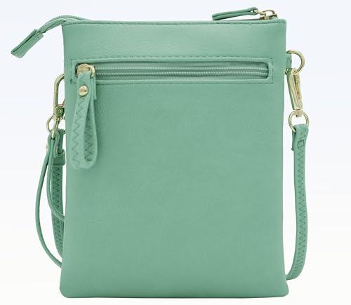 Solene Small Crossbody Bag for Women, Multi Zip Pockets with Detachable Wristlet, Lightweight Travel Purse, Cell Phone Pouch - color: Turquoise