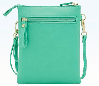 Solene Small Crossbody Bag for Women, Multi Zip Pockets with Detachable Wristlet, Lightweight Travel Purse, Cell Phone Pouch - color: Turquoise