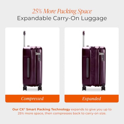Briggs & Riley Sympatico Hardside Luggage Collection, Plum, 21" Global Carry-On, Sympatico Hardside Luggage - color: Plum, size: 21" Carry-On