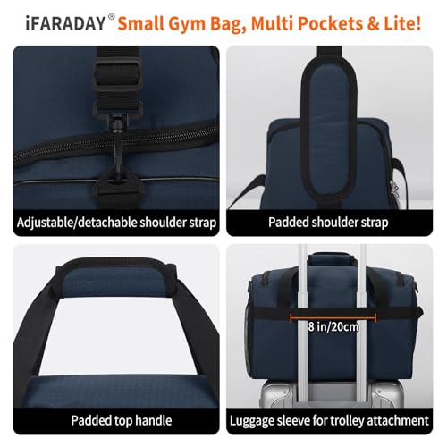iFARADAY 20L Small Duffle Bag for Travel/Gym, Navy Blue - color: Navy Blue