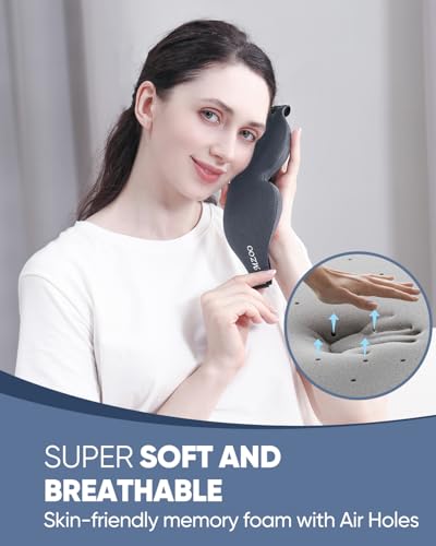 MZOO Luxury Sleep Mask for Women Men Patented Light Blocking Design - color: D-grey