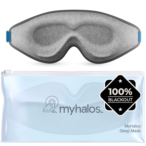 MyHalos® Sleep Mask for Men and Women, 3D Blackout Eye Masks for Sleep - color: Grey, size: 1 Count (Pack of 1)