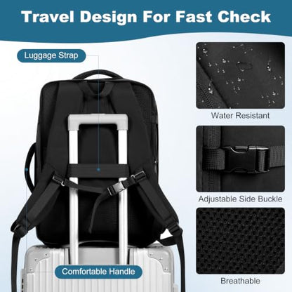 Roomy Travel Backpack,Expandable Carry On Backpack,Black - size: 18.4INCH(18 x 12.5 x 8)