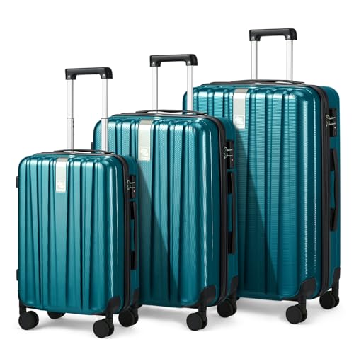 Hanke Luggage Sets 3 piece Carry On Luggage with Wheels PC Hard Shell Suitcases Lightweight Checked Travel Luggage Extra Large Travel Suitcase Woman Men 20/24/29 Inch(Caribbean Blue) - color: Caribbean Blue, size: 3 Pc Set(20/24/29)