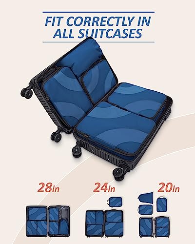 BAGSMART Compression Packing Cubes for Travel - color: Classic Blue, size: Set of 6