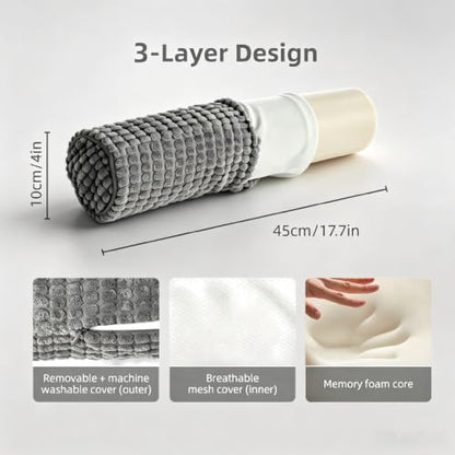 Cervical Pillow for Neck Pain, Memory Foam Neck Roll – Grey - color: Grey