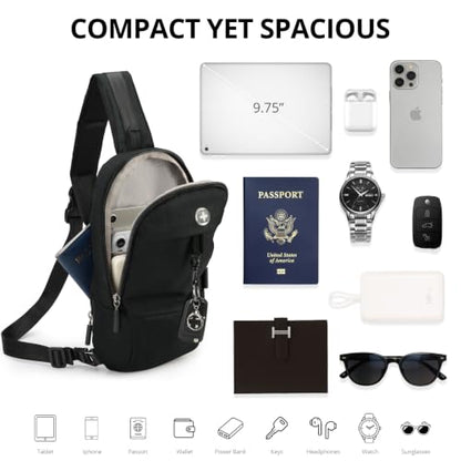 Swissdigital Design Crossbody Bag for Men, RFID Blocking Sling Bag with Adjustable Strap Use - color: Black