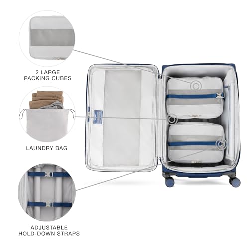 Travelpro VersaPack+ Softside Checked Luggage Suitcase, Navy Blue, 29-Inch - color: Estate Blue, size: Checked Large