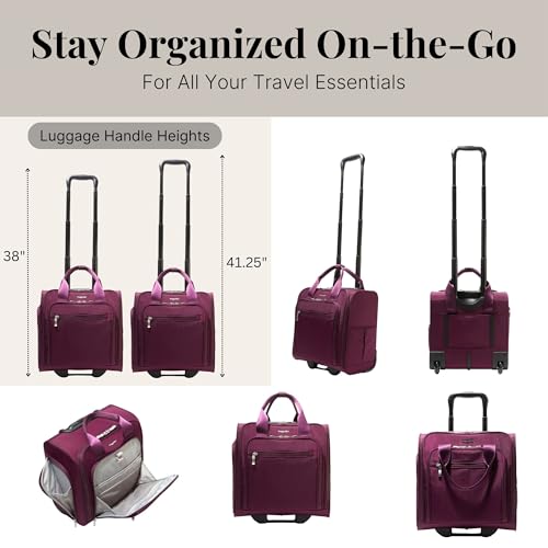 Baggallini 2 Wheel Underseater Carry-On - Lightweight Travel Weekender Luggage - color: Mulberry