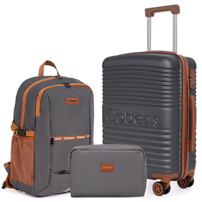 Cobens 수하물 세트 5피스, 바퀴가 달린 여행 가방, TSA 잠금 스피너 휠이 있는 ABS 하드 케이스 수하물, 휴대용 수하물 세트, 회색. - color: 회색., size: 3 Piece Sets (20/BP/TB)