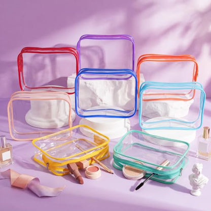Sanwuta 100 Pcs Clear Makeup Bags Bulk, Toiletry Bag,Colorful - color: Colorful