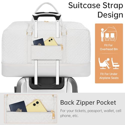 21" Weekender Bag Overnight Bag Travel Duffel Bag for Women - color: Beige, size: Large