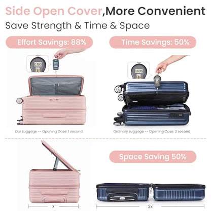 TRAVELEO 3 Piece Luggage Set, 20/24/28, Pink - color: Pink#E, size: 3 Piece Set