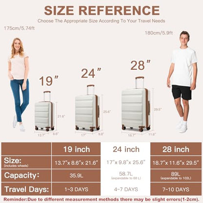 Kono 24 Inch Expandable Hardshell Luggage with Spinner Wheels White - color: White, size: Checked-Medium 24 Inch