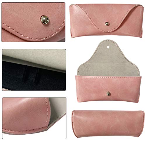 LogHog Portable Leather Glasses Case,Flexible Sunglasses Pouch Slim Case for Women Men Horizontal Eyeglass Case - color: Pink
