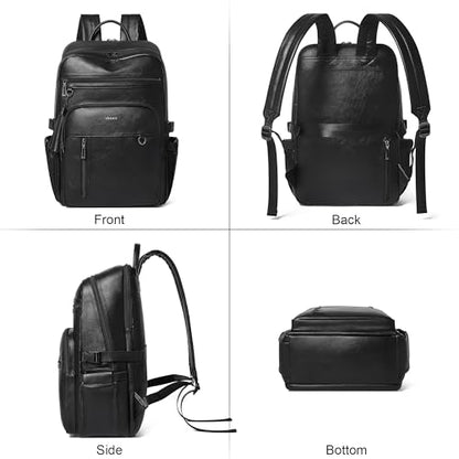 Shrrie 17 Inch Leather Laptop Backpack for Women with Giant Tumbler Holders - color: Black